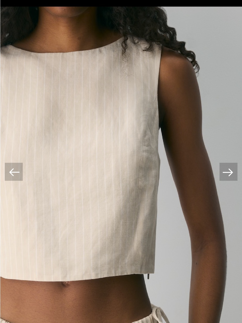 Aritzia Cream Striped Crop Top - Picture 1 of 7